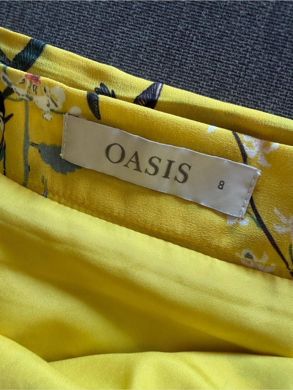Oasis Hermione Yellow Bird & Floral Wrap Ruffle Skirt – Size 4 - Picture 7 of 8